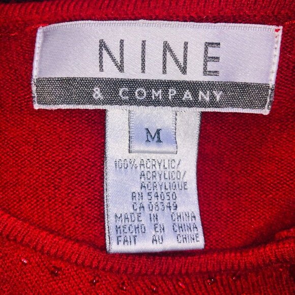 Womens Cardigan Sweater Size M Red Floral Embroidered Soft - Picture 6 of 7